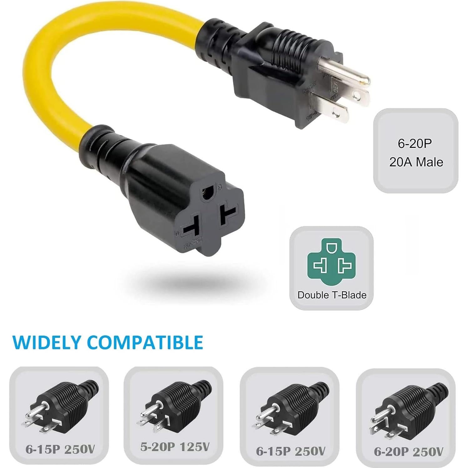 Adaptador de Enchufe AC 12AWG 15A a 20A Guoxu 32cm