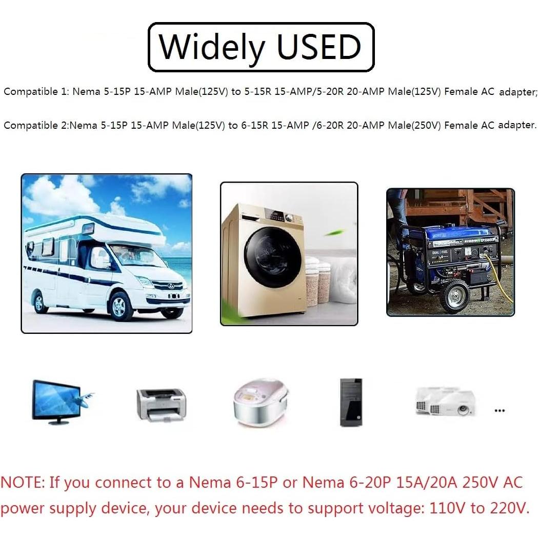 Adaptador de Enchufe AC 12AWG 15A a 20A Guoxu 32cm