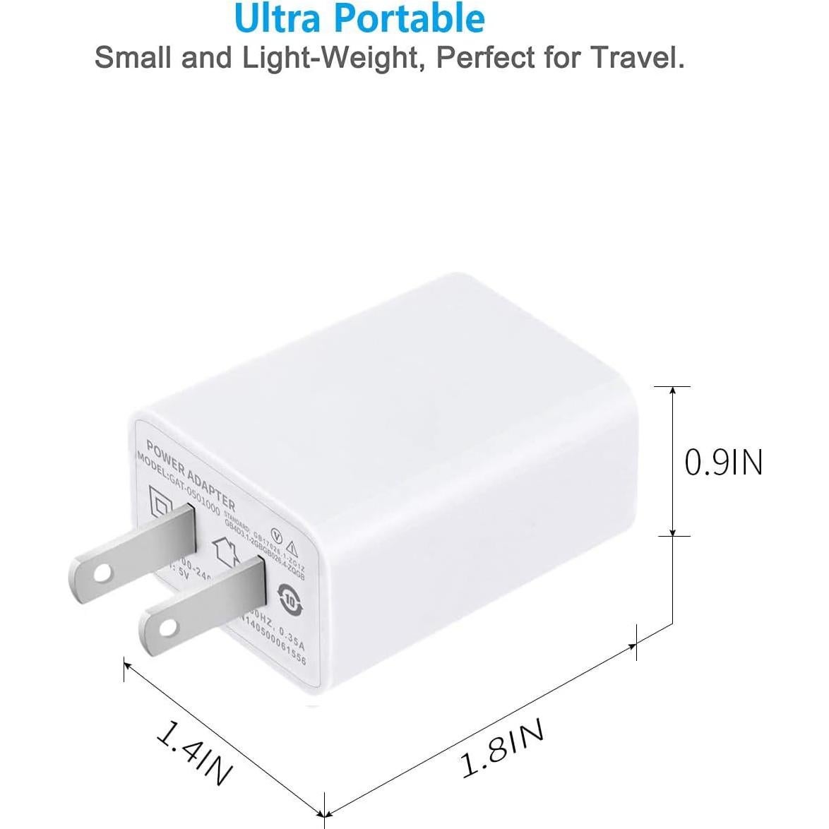 Cargador de Pared USB FOBSUNLAND 5V 2A 2 Pack Blanco