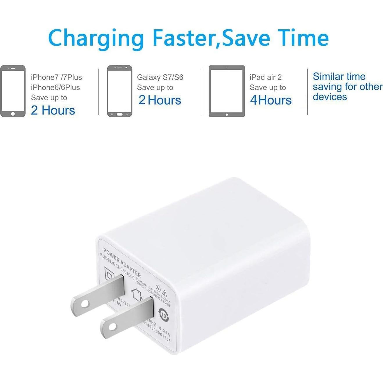 Cargador de Pared USB FOBSUNLAND 5V 2A 2 Pack Blanco