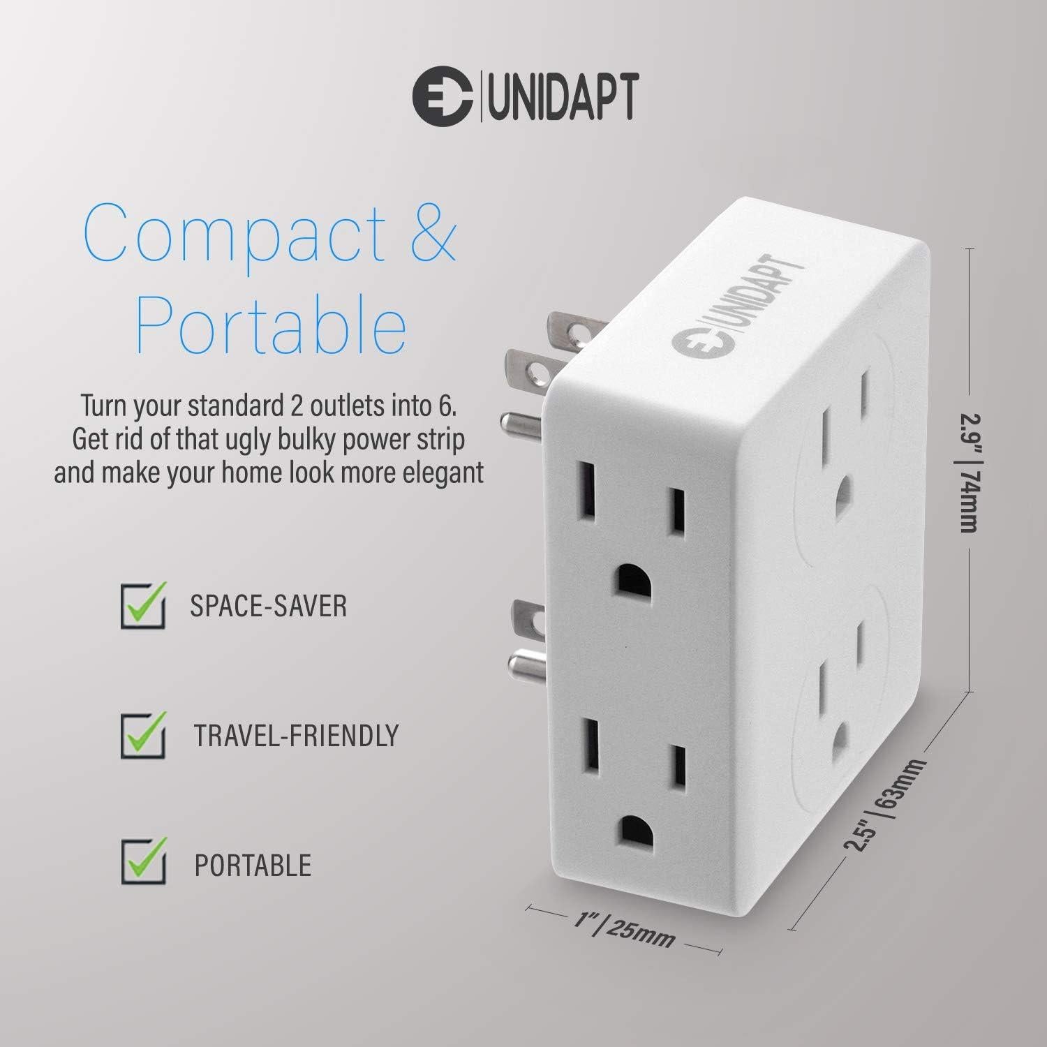 Divisor de Enchufe Múltiple Unidapt 6 Tomas AC Blanco