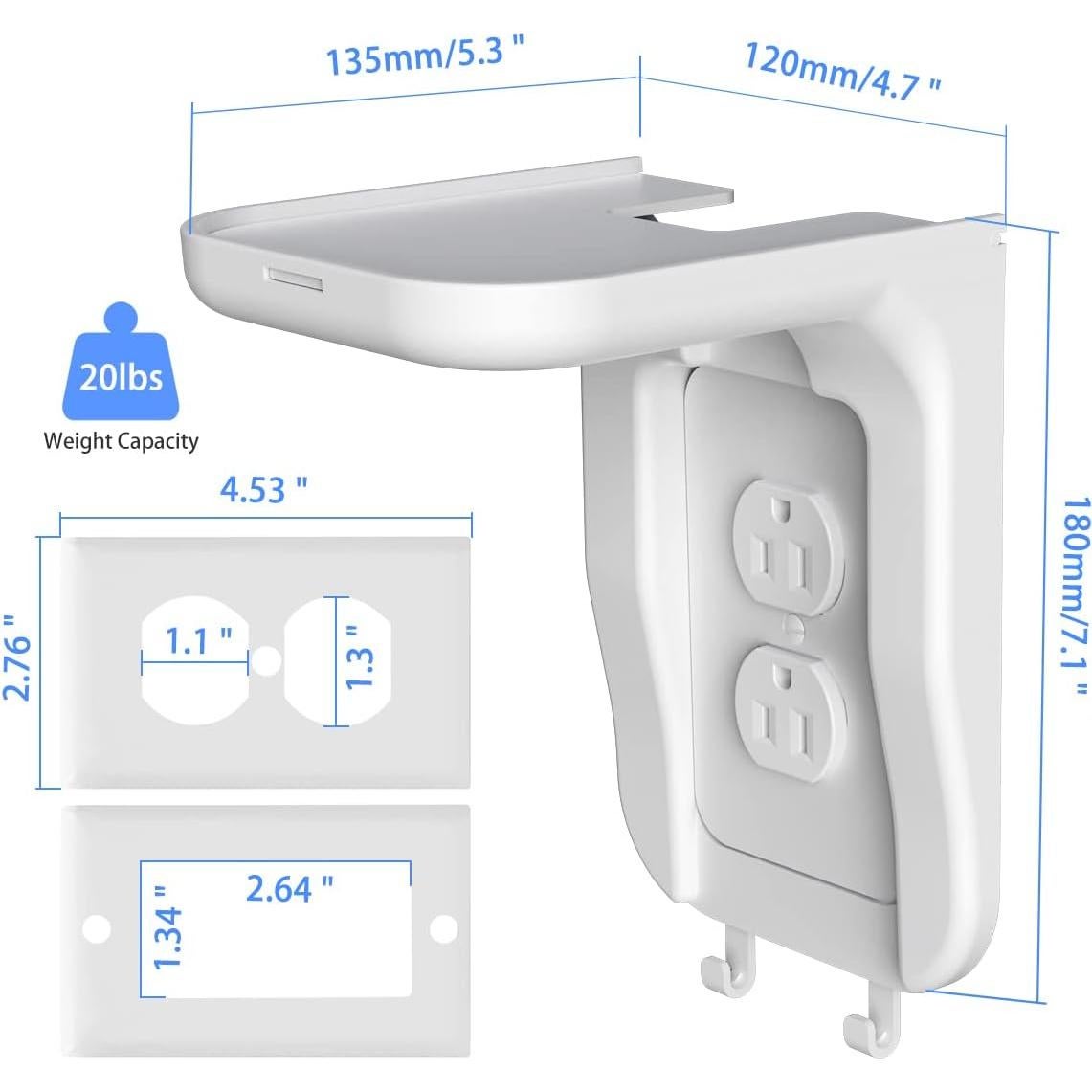 Estante de Pared Suptek Blanco Mate, Soporta 9 kg, Ideal para Baño y Cocina