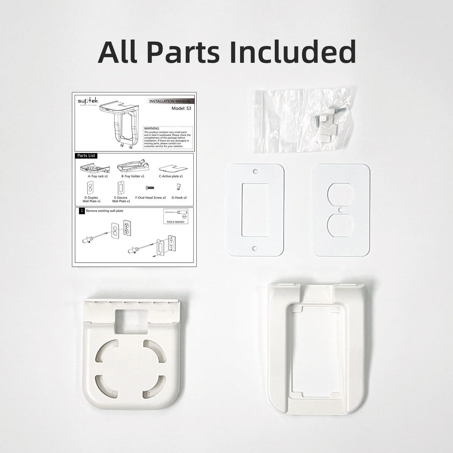 Estante de Pared Suptek Blanco Mate, Soporta 9 kg, Ideal para Baño y Cocina