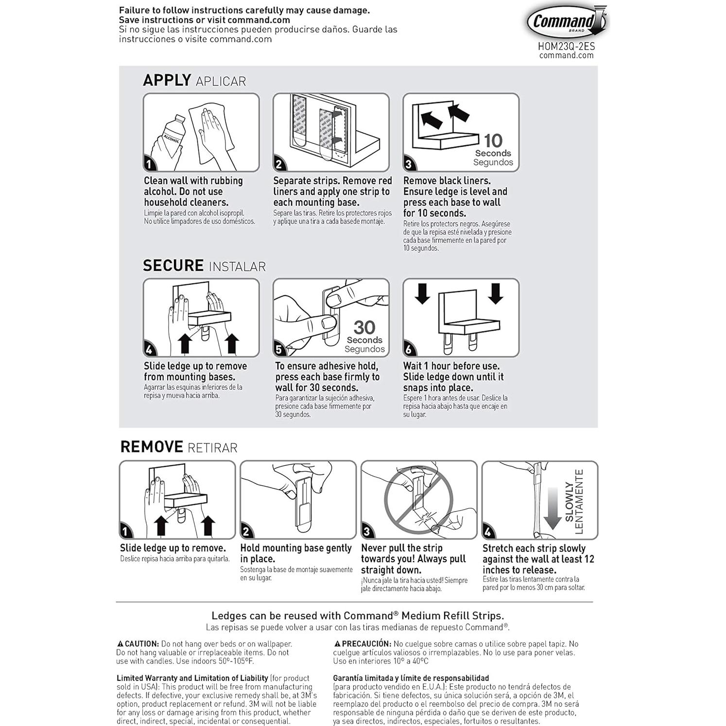Estantes de Exhibición Command Cuarzo 10.16 cm - 2 Unidades
