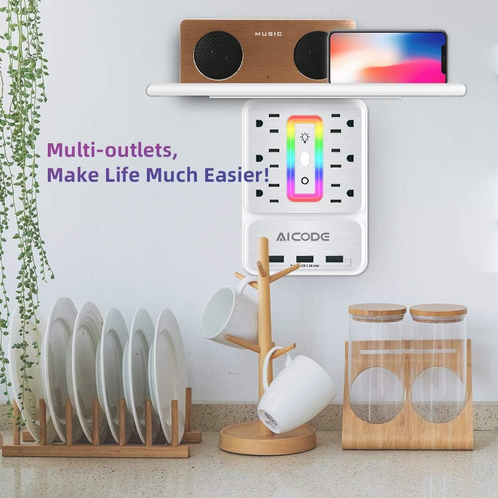 Estante de Enchufe Múltiple 9 en 1 ZUONIU con 6 Enchufes y 3 USB