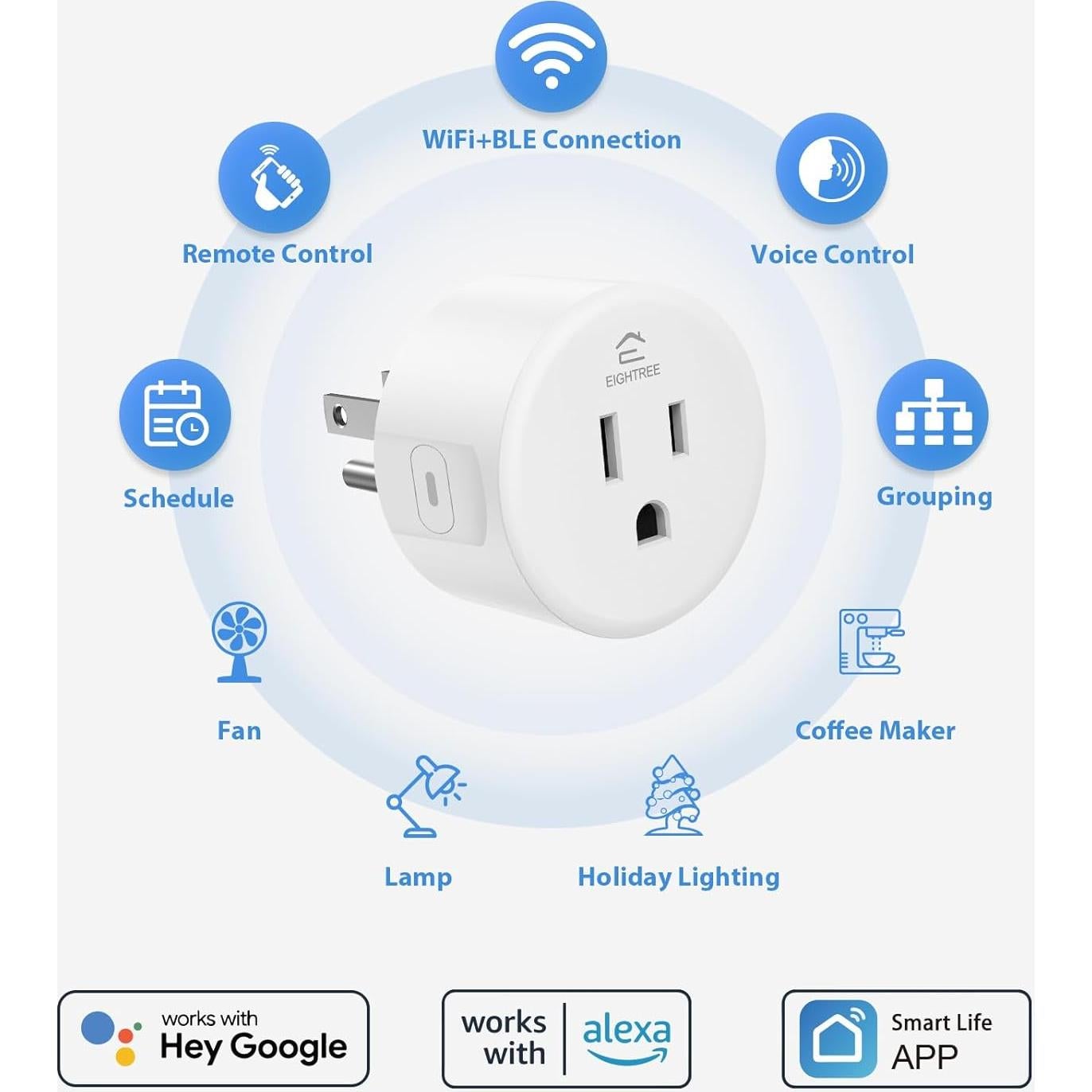 Enchufe Inteligente EIGHTREE WiFi 2.4GHz Control Remoto