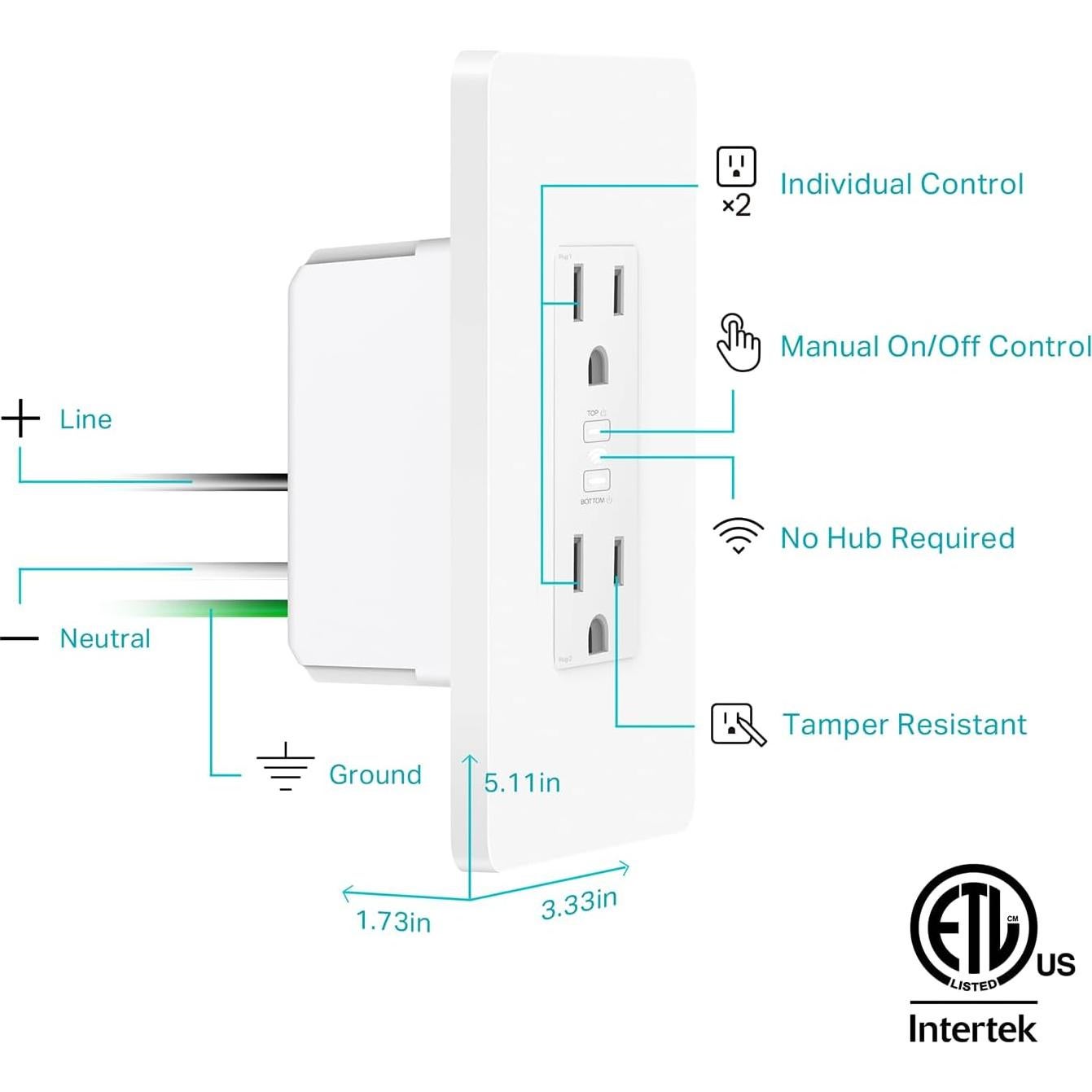 Enchufe Inteligente Kasa Smart KP200 Wi-Fi Control Remoto