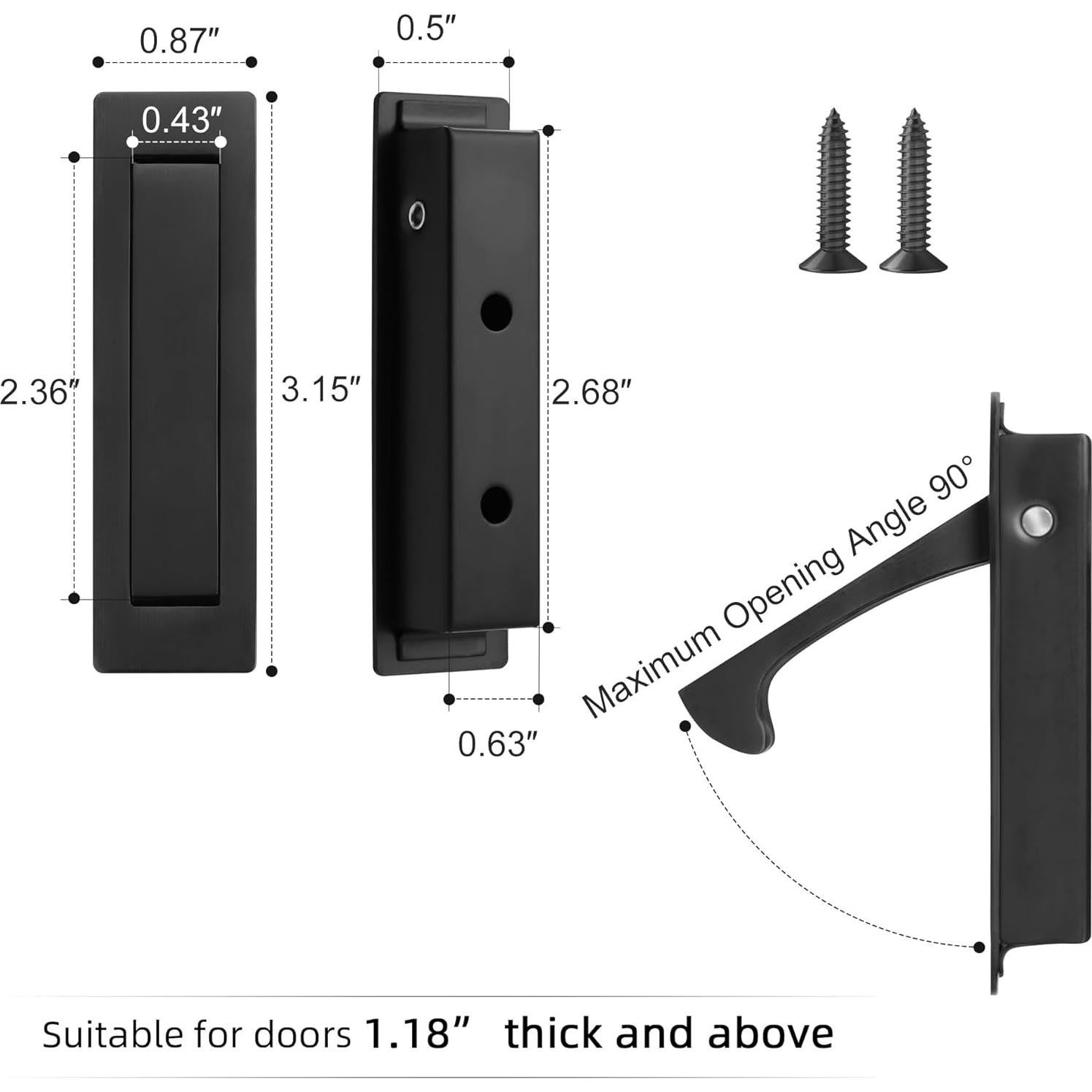 Tirador de puerta de bolsillo Vancoho acero inoxidable negro mate
