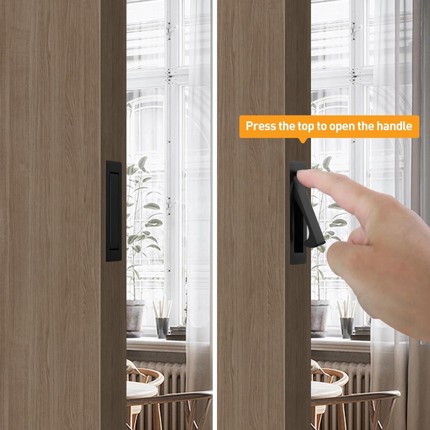 Tirador de puerta de bolsillo Vancoho acero inoxidable negro mate