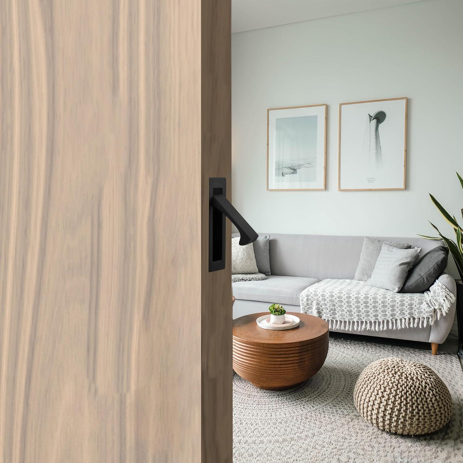 Tirador de puerta de bolsillo Vancoho acero inoxidable negro mate