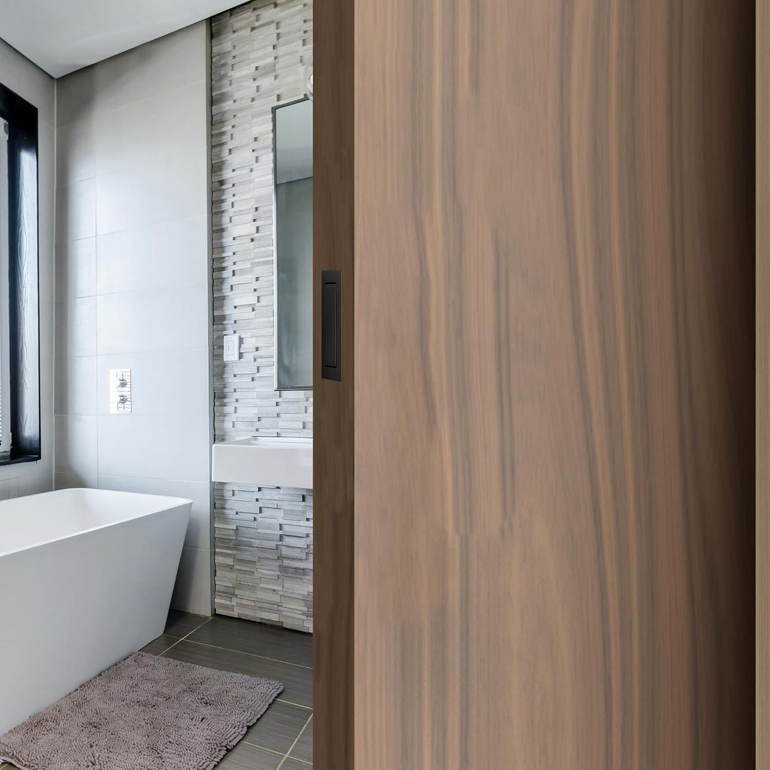 Tirador de puerta de bolsillo Vancoho acero inoxidable negro mate