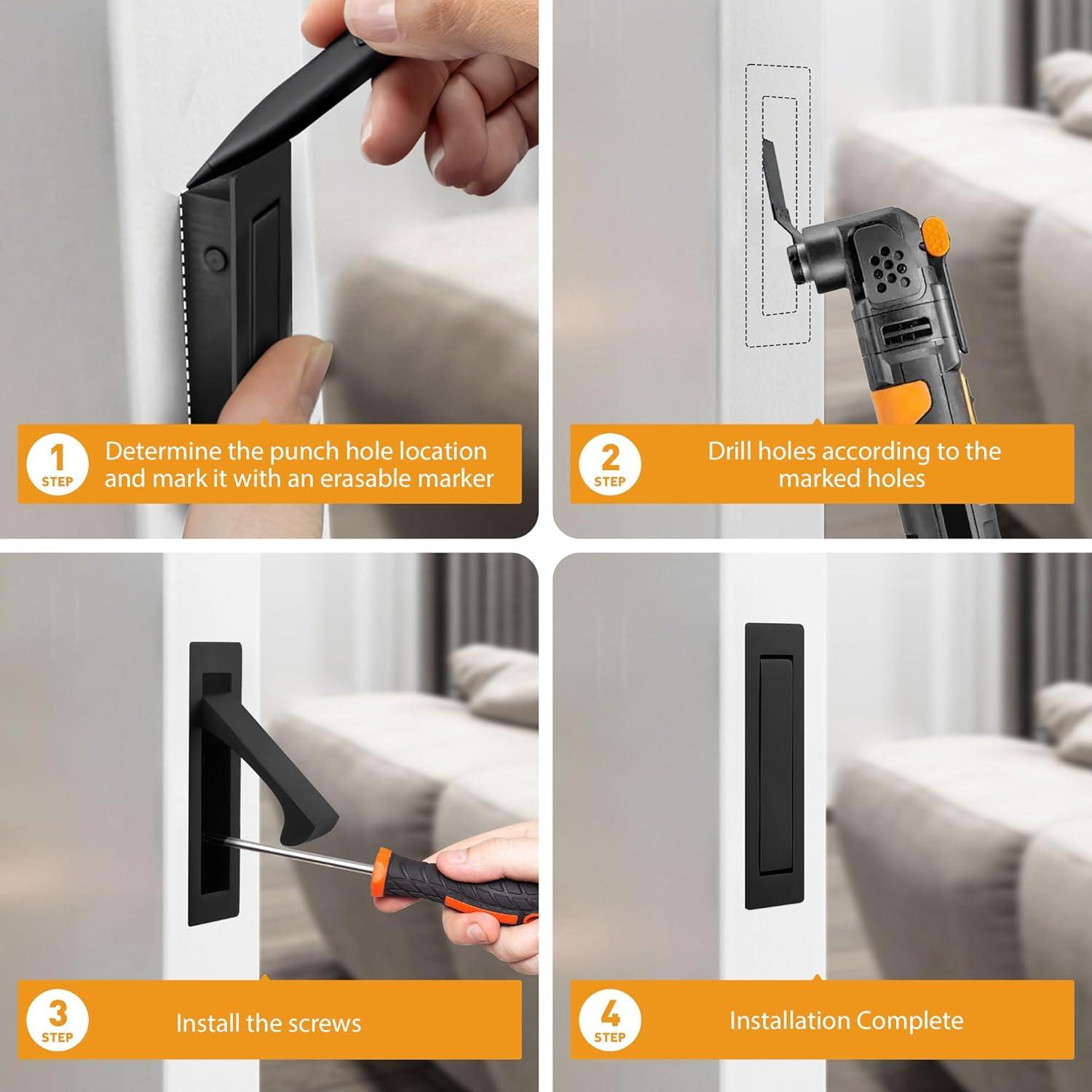 Tirador de puerta de bolsillo Vancoho acero inoxidable negro mate