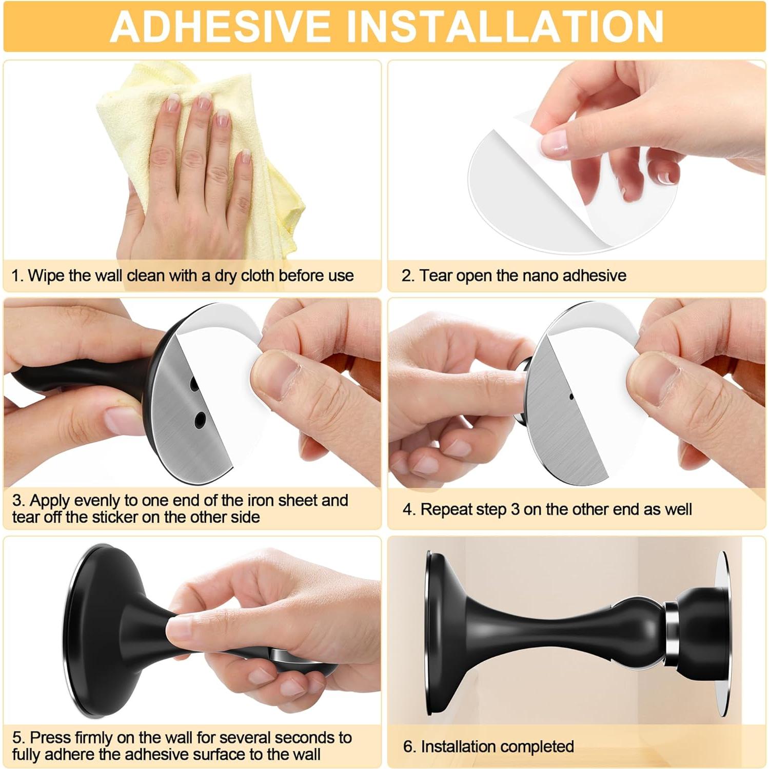 Parada de Puerta Magnética Crosize 2 Paquete Acero Inoxidable Negro