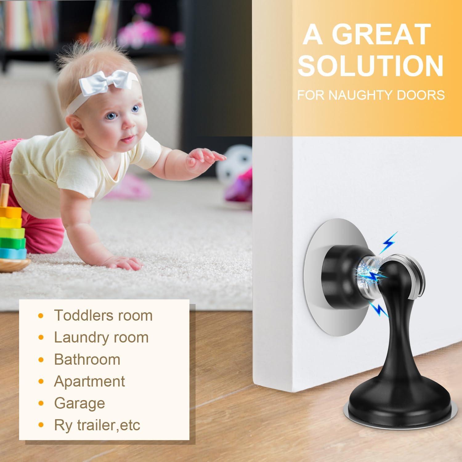 Parada de Puerta Magnética Crosize 2 Paquete Acero Inoxidable Negro