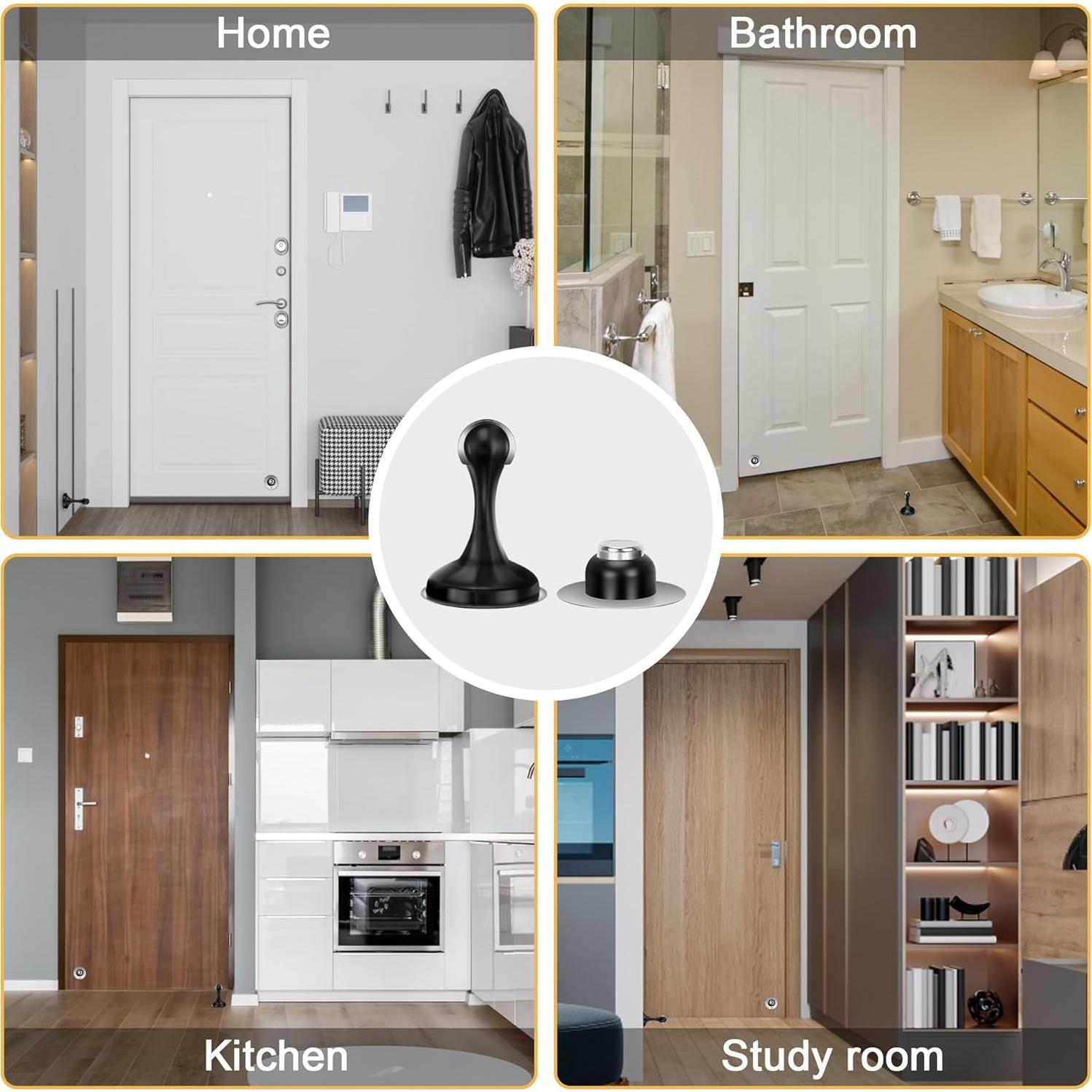 Parada de Puerta Magnética Crosize 2 Paquete Acero Inoxidable Negro