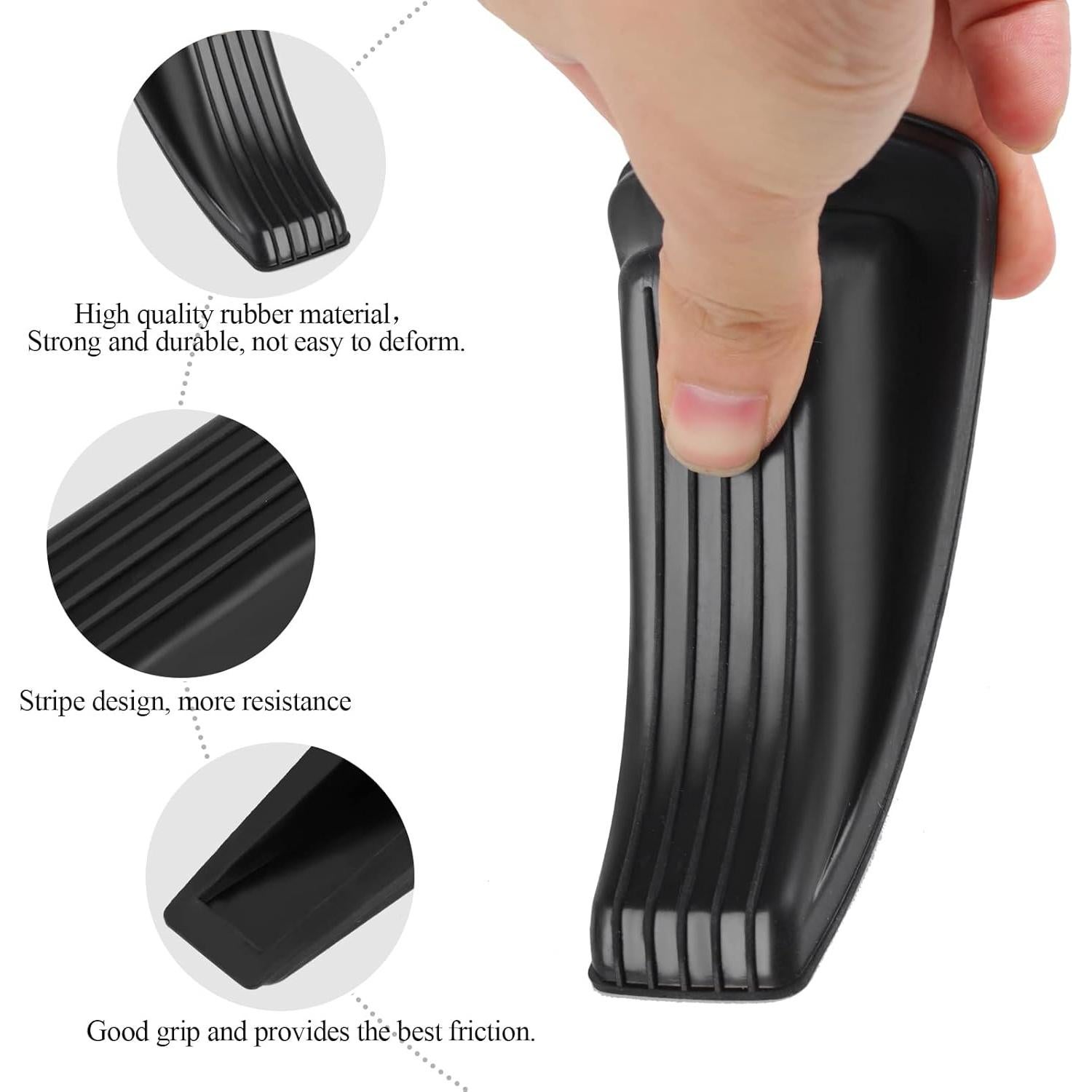 Topes de puerta Utron - Paquete de 4, goma negra, 12.2cm