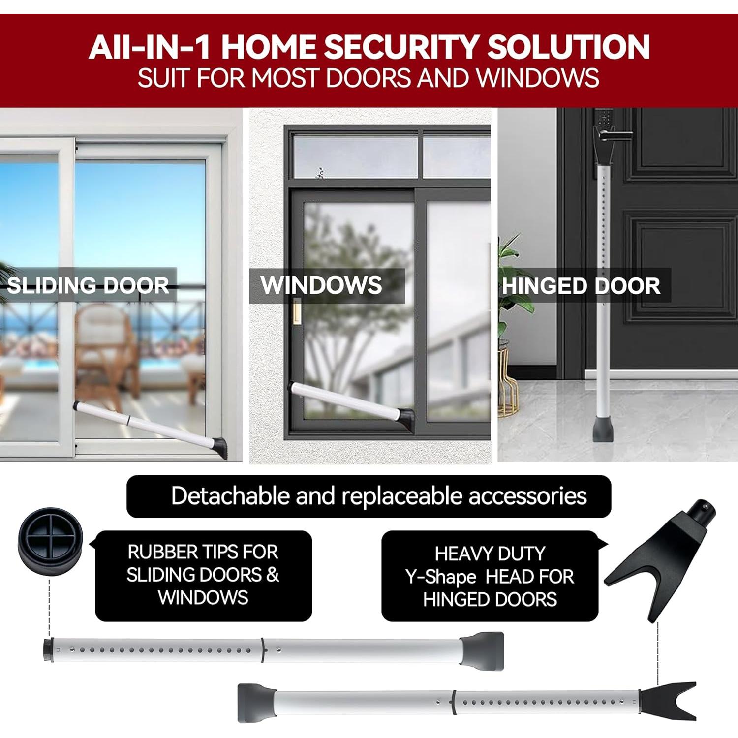 Barra de Seguridad de Puerta AceMining Ajustable 53-117 cm Blanca