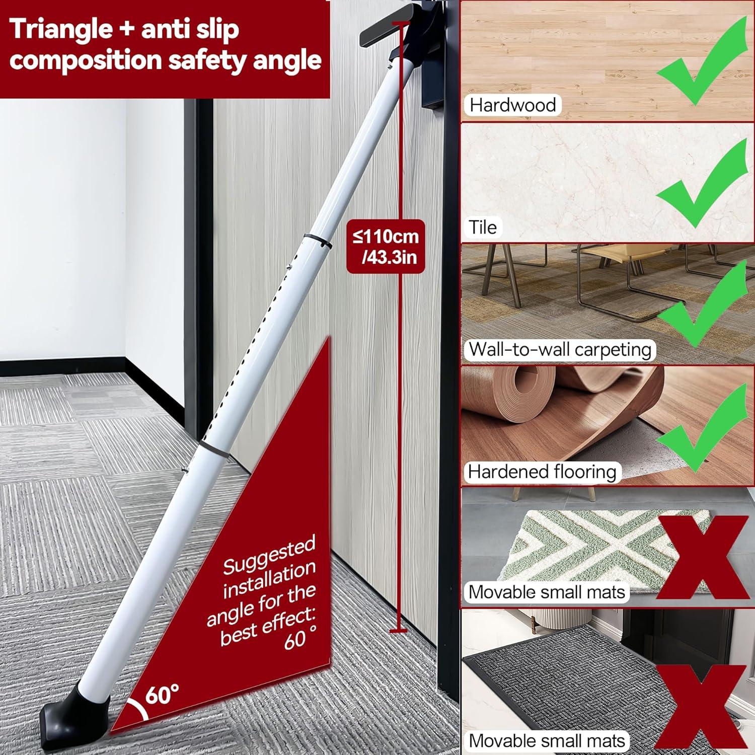 Barra de Seguridad de Puerta AceMining Ajustable 53-117 cm Blanca