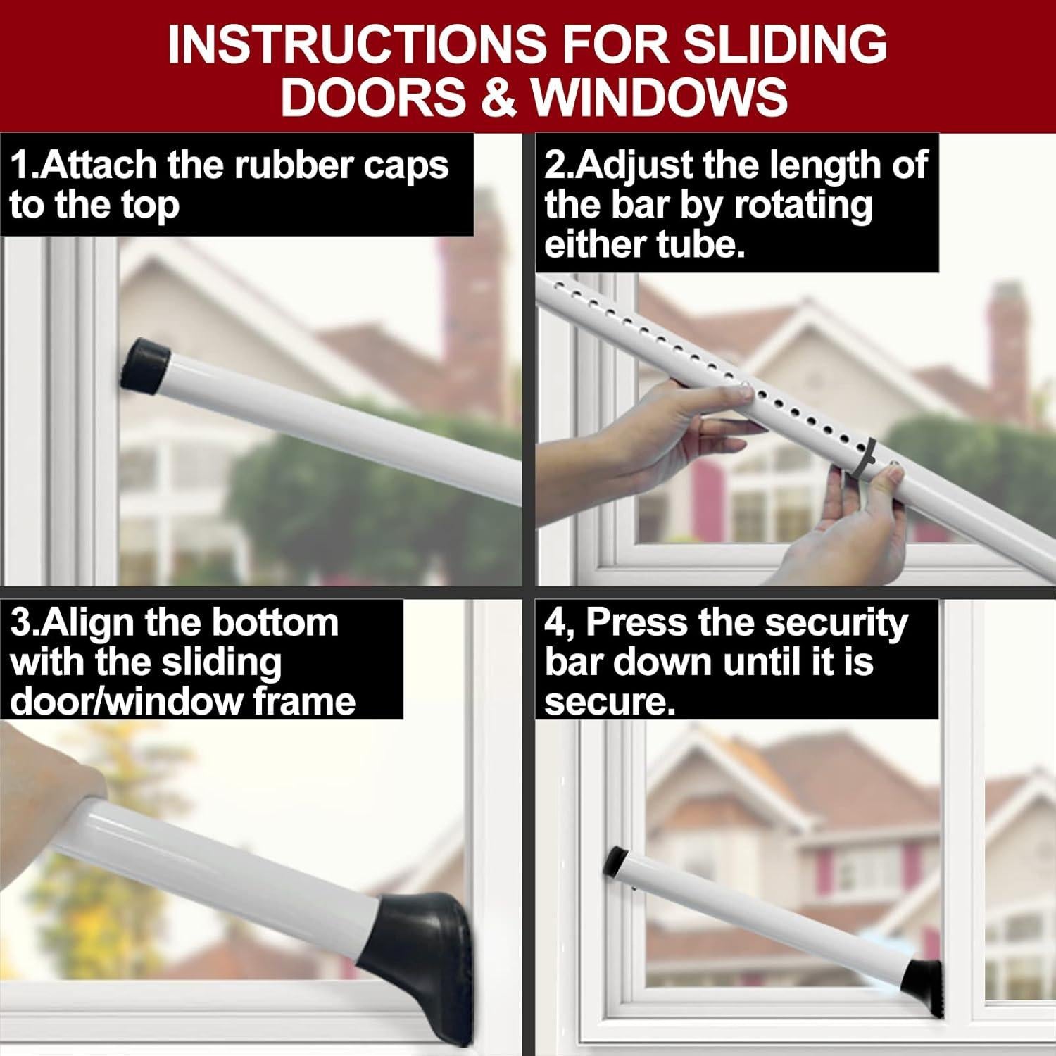 Barra de Seguridad de Puerta AceMining Ajustable 53-117 cm Blanca