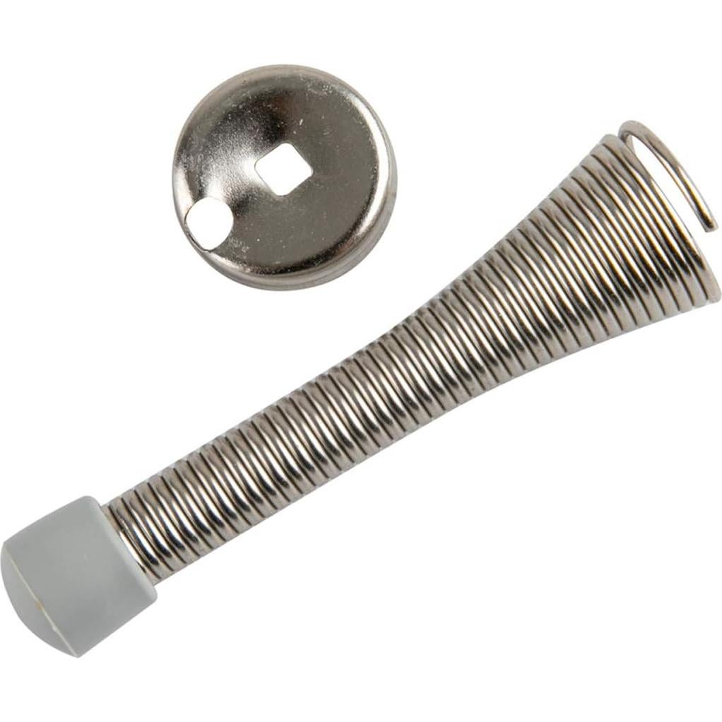 Tope de puerta de resorte Amazon Basics, níquel cepillado, 12 unidades