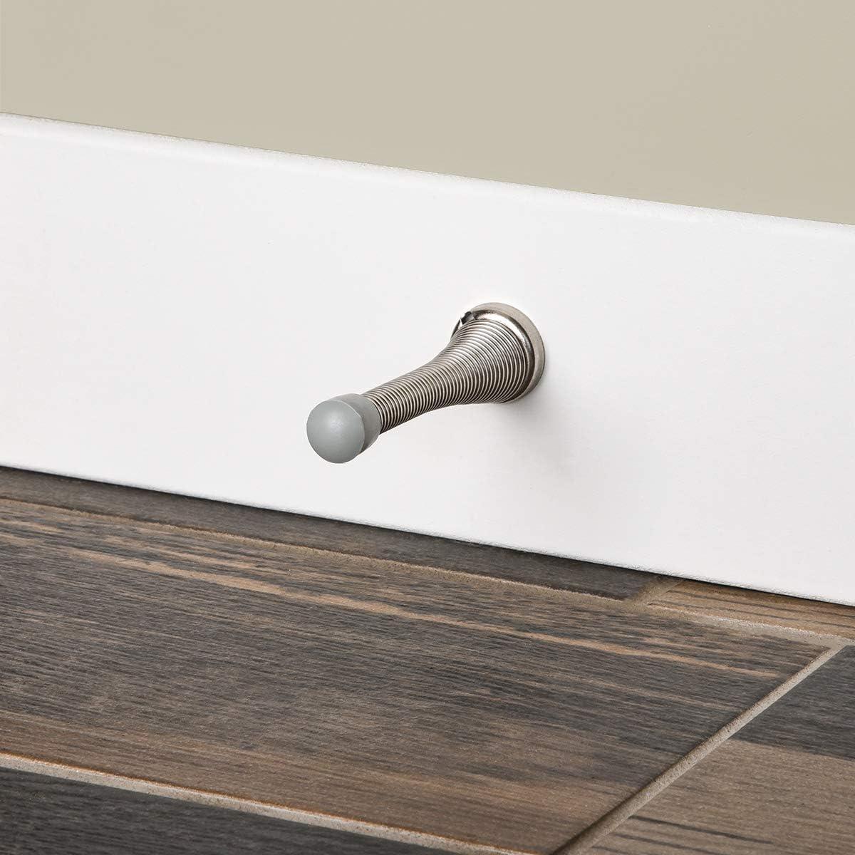 Tope de puerta de resorte Amazon Basics, níquel cepillado, 12 unidades