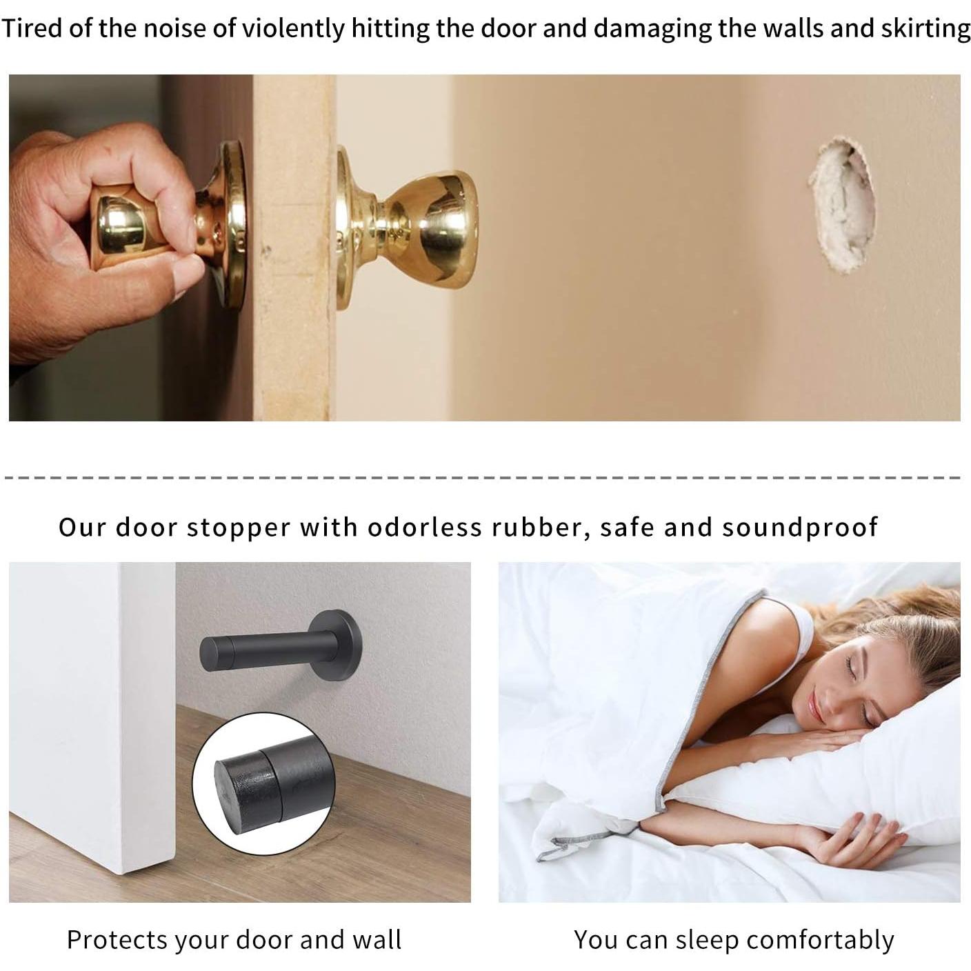 Tope de Puerta DOKU 10 Pcs Acero Inoxidable 304 Negro 9 cm