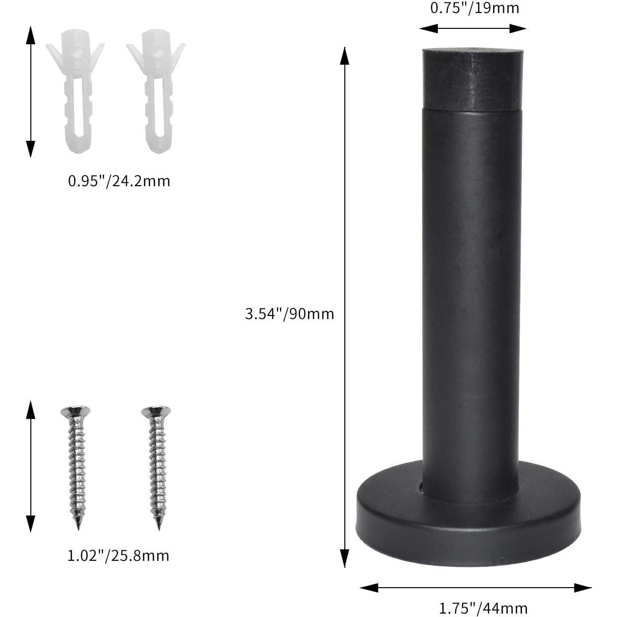 Tope de Puerta DOKU 10 Pcs Acero Inoxidable 304 Negro 9 cm