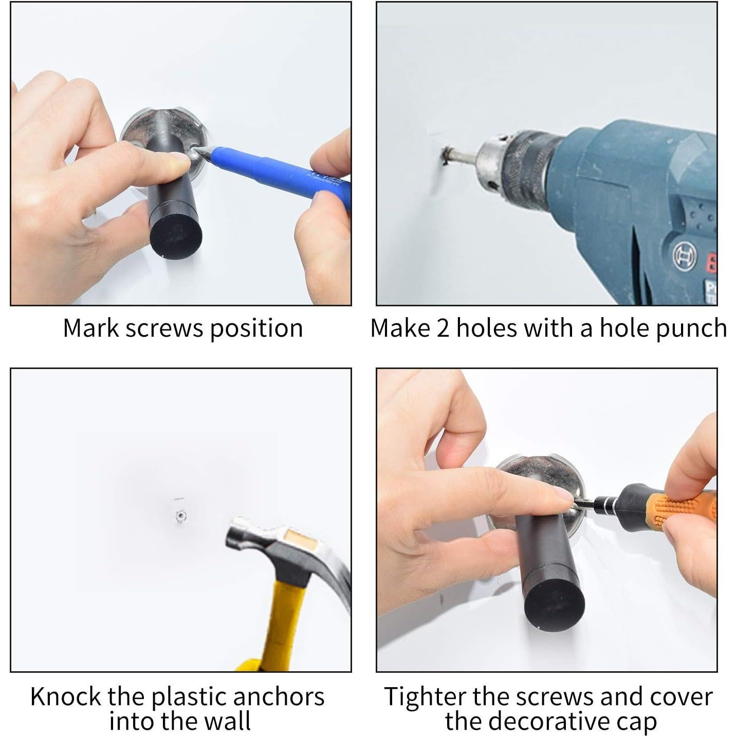 Tope de Puerta DOKU 10 Pcs Acero Inoxidable 304 Negro 9 cm