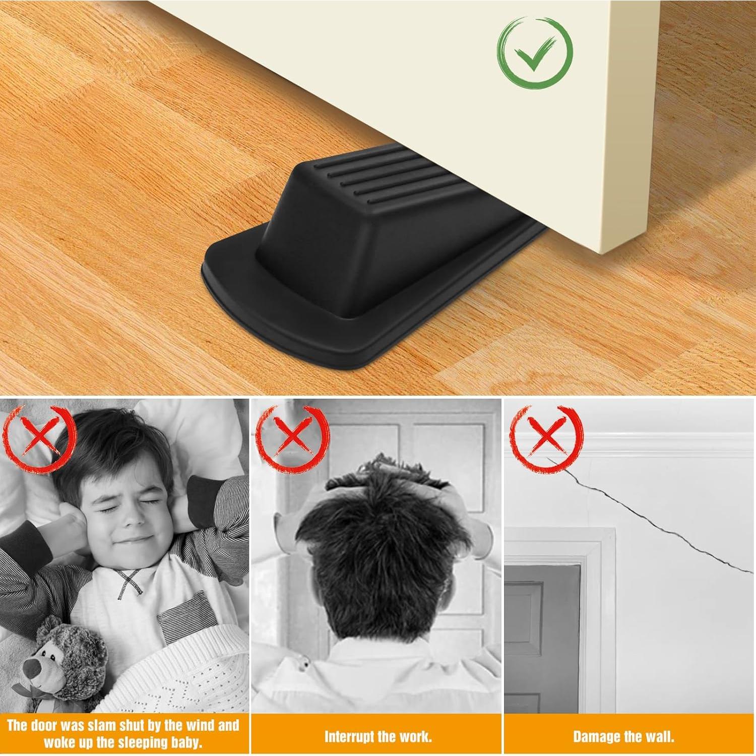 Topes de Puerta de Goma Crosize - 5 Paquete Antideslizante Negro