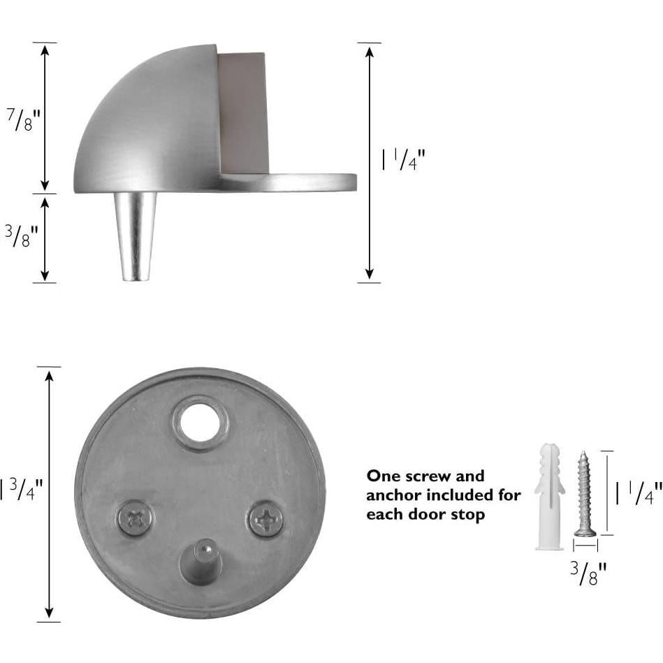 Topes de Puerta Design House, Zinc Satinado, Paquete de 5