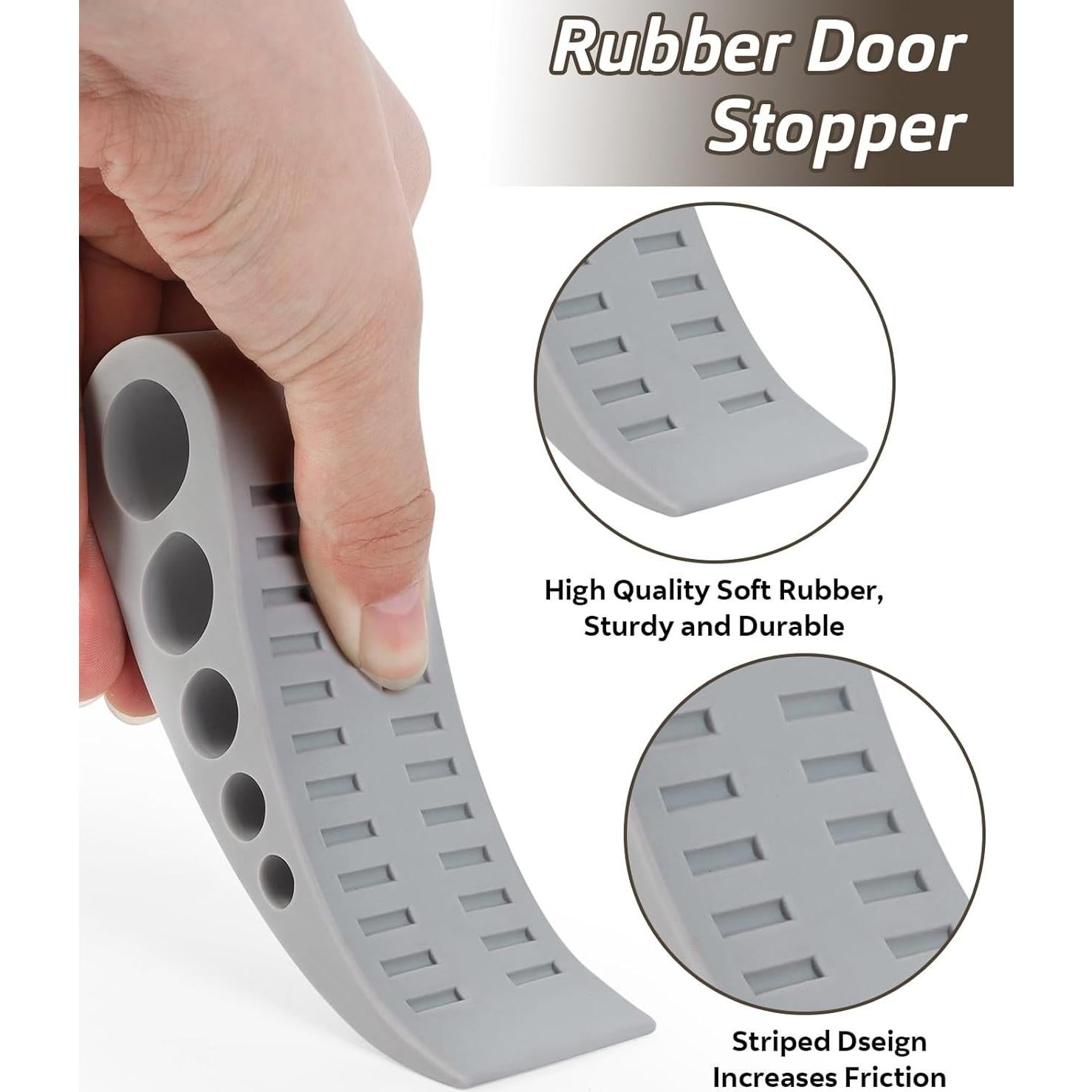 Paquete de 3 Topes de Puerta de Goma Optish - Gris