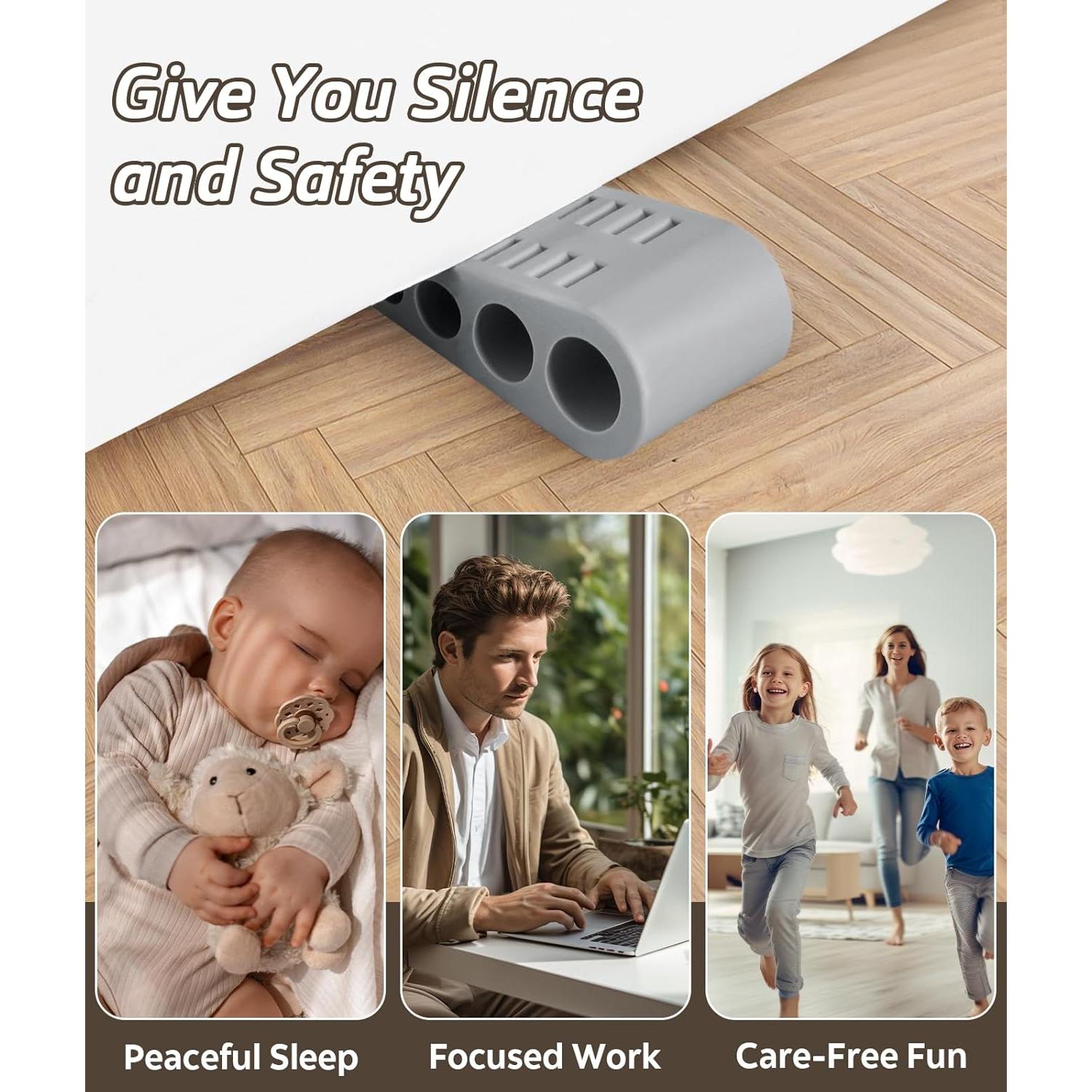 Paquete de 3 Topes de Puerta de Goma Optish - Gris