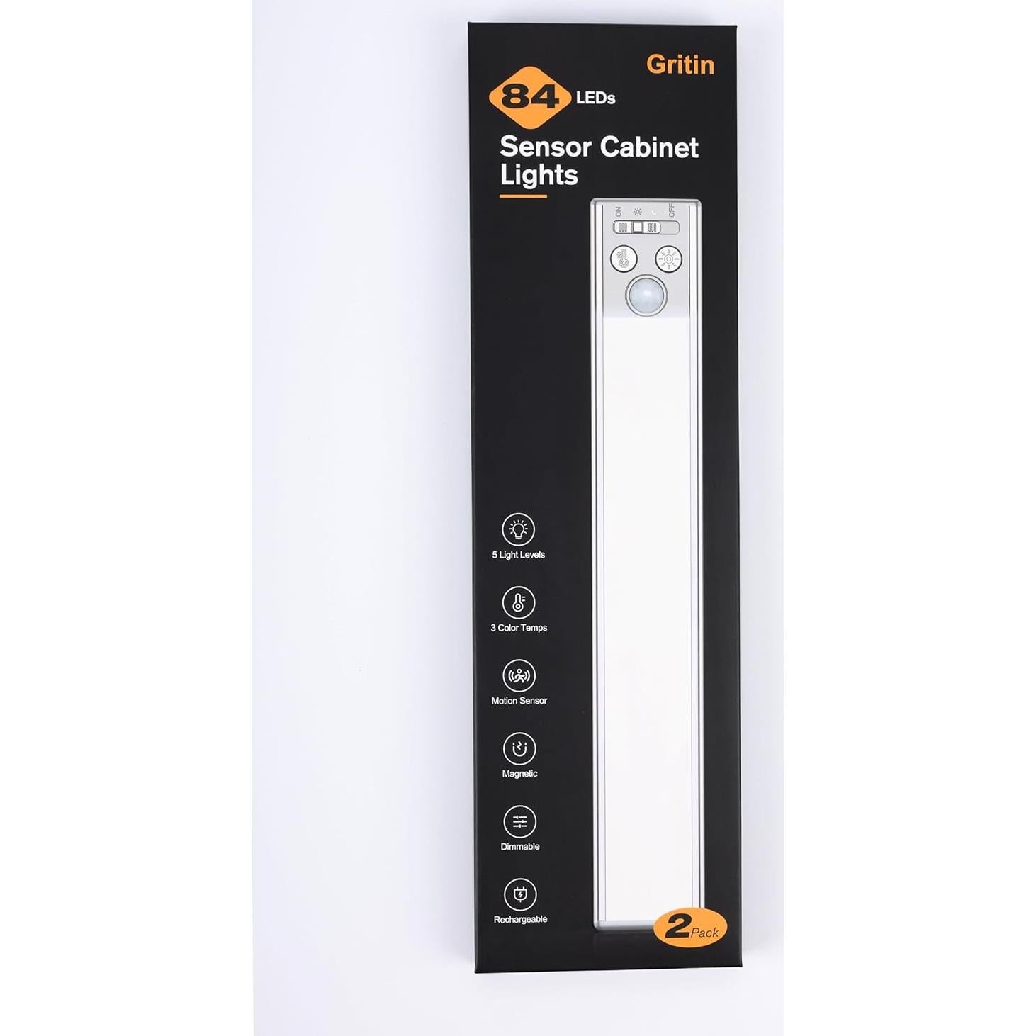 Luz Bajo Gabinete Gritin Recargable 26cm 84 LED Sensor Movimiento