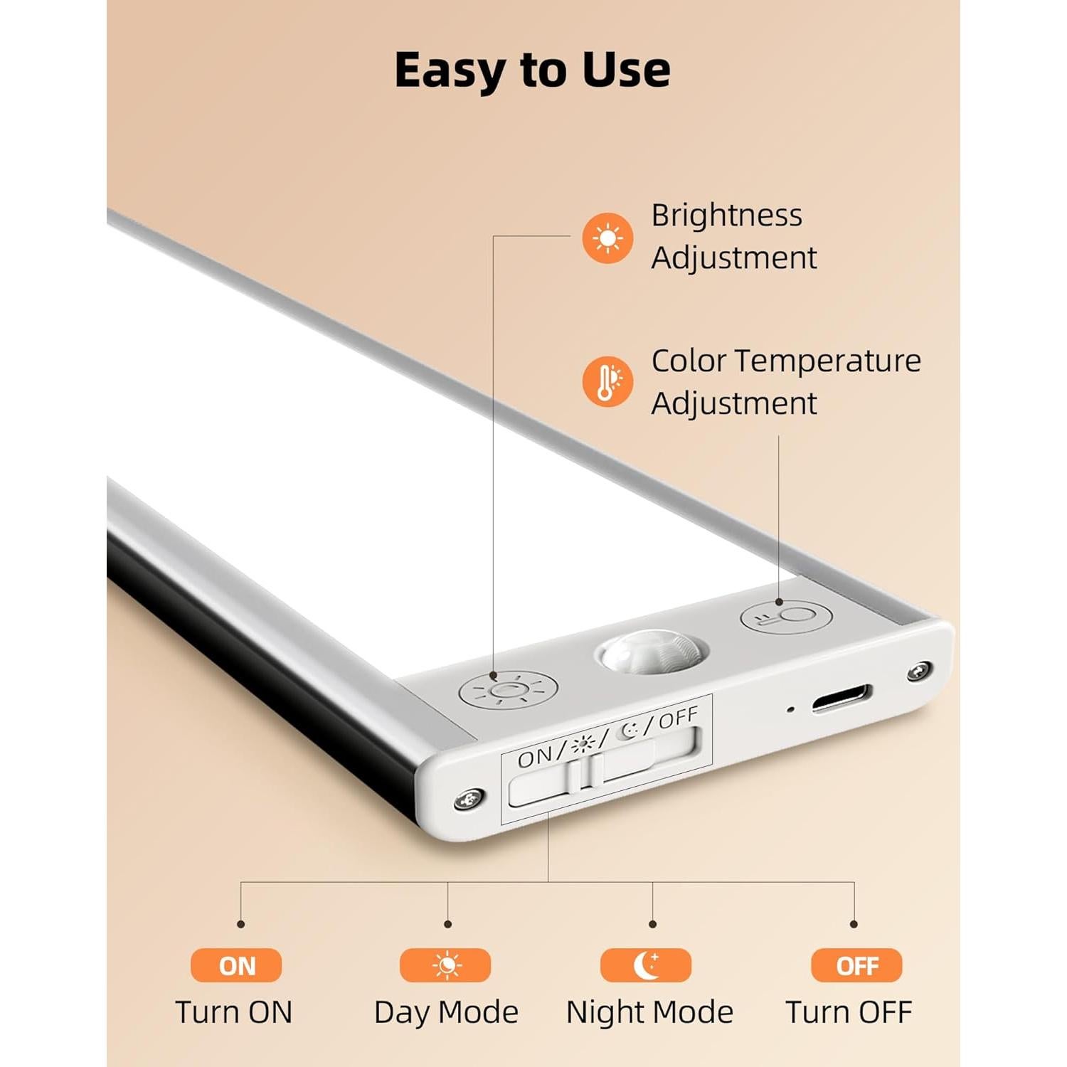EZVALO Luz Bajo Gabinete 3000mAh 150LM con Sensor Movimiento