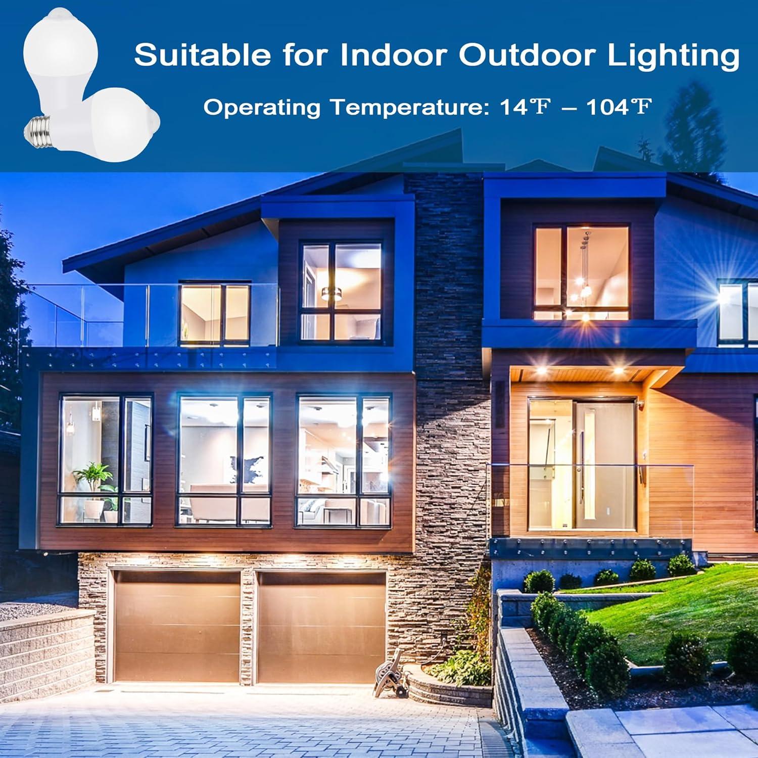 Bombillas LED E26 9W con Sensor de Movimiento 800lm 5000K (Paquete de 2)