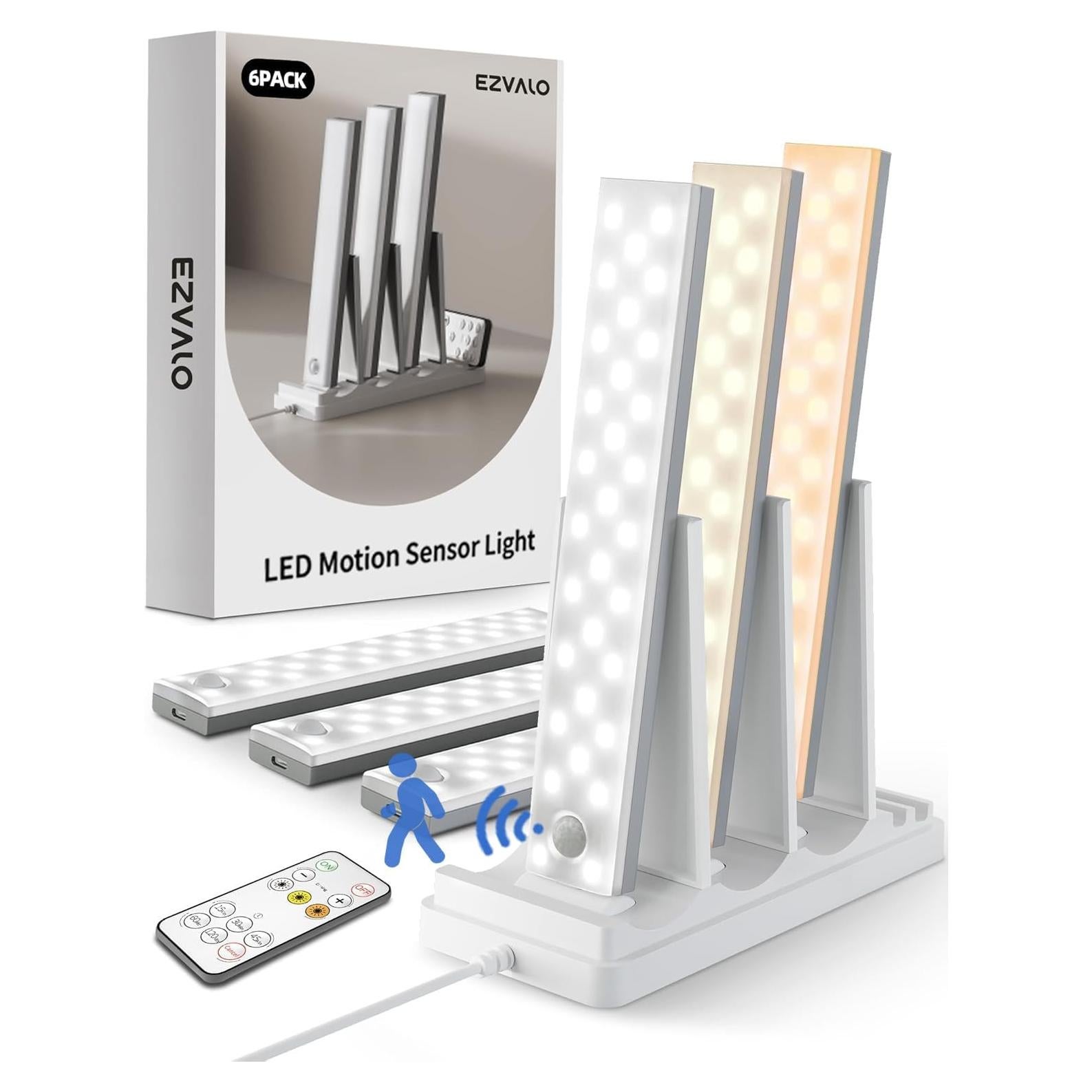 EZVALO 6 Luces Bajo Gabinete Inalámbricas con Sensor y Control Remoto