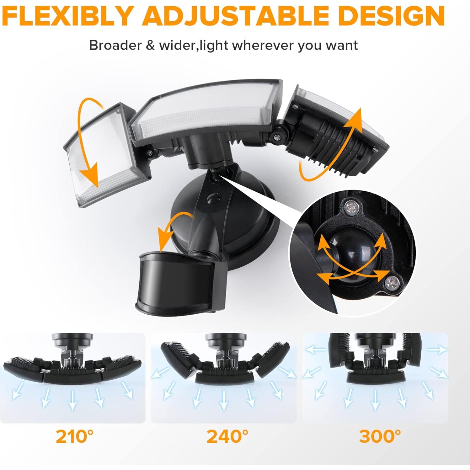 Luz de Seguridad LED LUTEC 72W con Sensor de Movimiento IP65