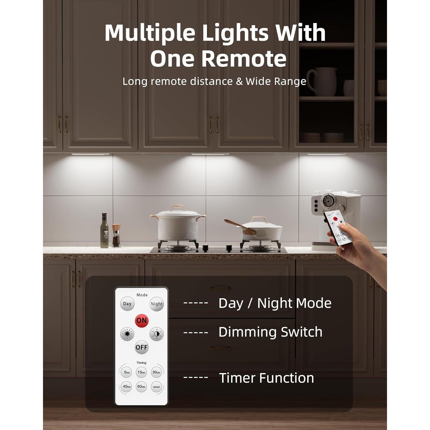 Luces LED Bajo Gabinete EZVALO 5 Piezas 5700K Inalámbricas