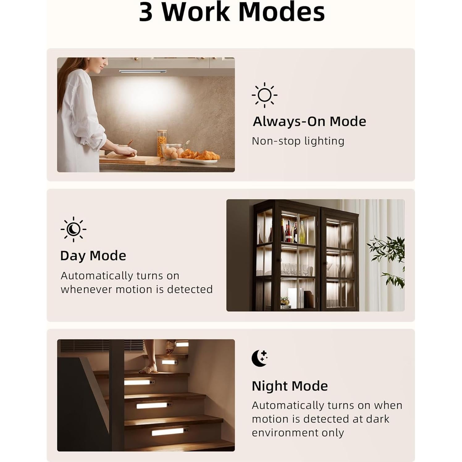 Luces LED Bajo Gabinete EZVALO 5 Piezas 5700K Inalámbricas