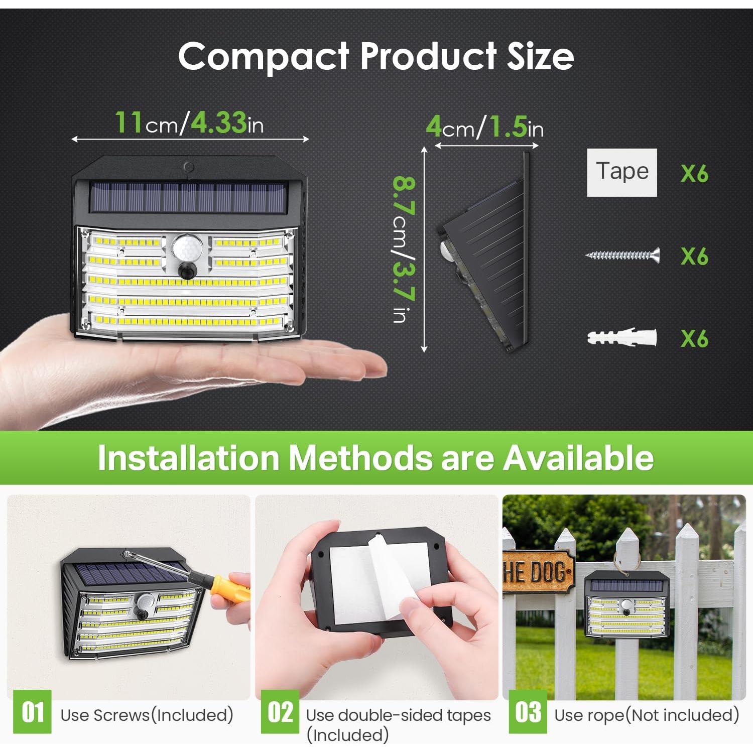 Luces Solares de Movimiento CLAONER 6 Paquetes IP65 800 Lúmenes