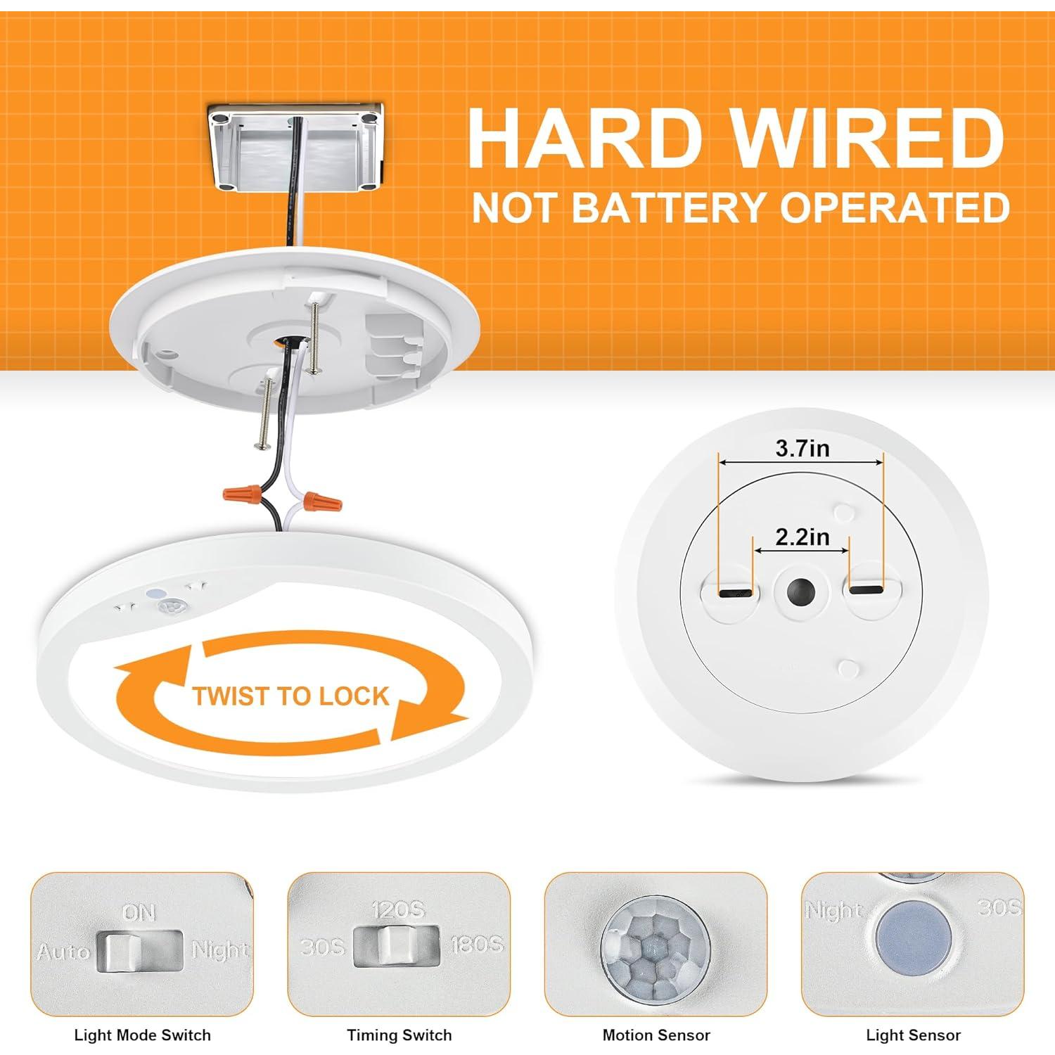 Paquete de 2 luces de techo LED 20W con sensor de movimiento
