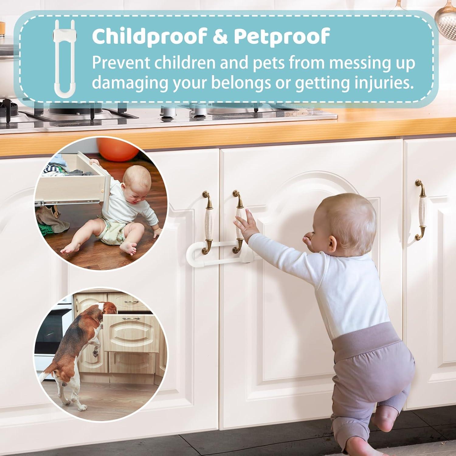 Cerraduras de Seguridad para Gabinetes U Lock 6 Piezas Blancas