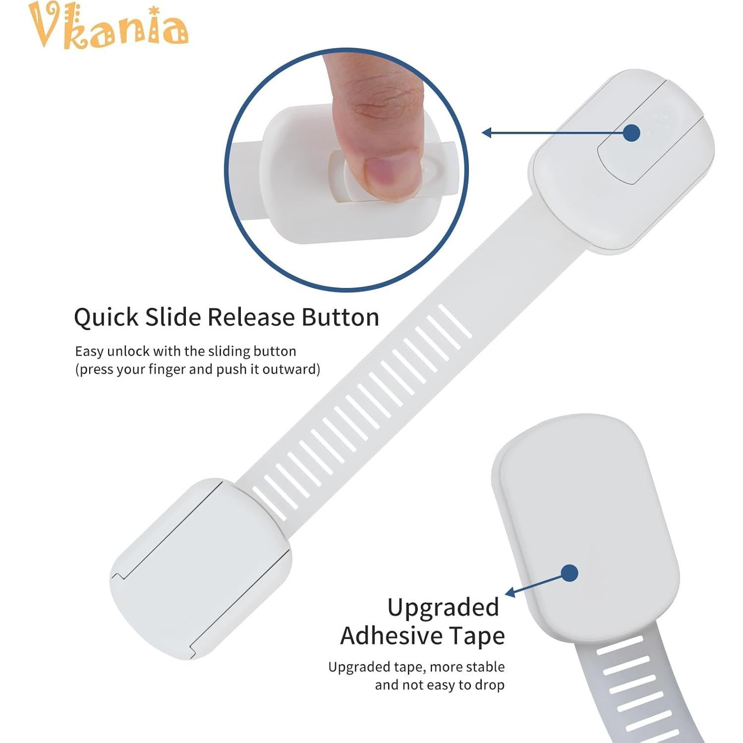 Cerraduras Adhesivas de Seguridad Vkania - 12 Piezas para Bebés