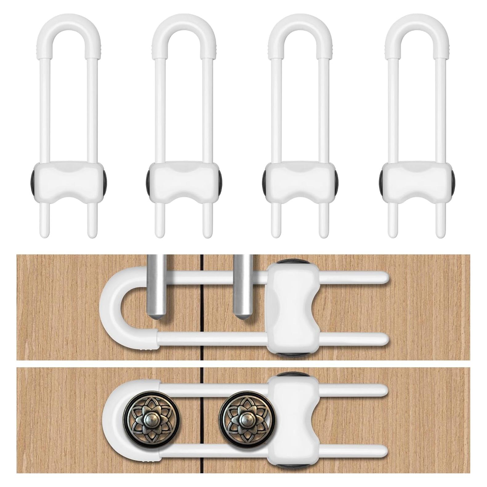 Cerraduras de Seguridad para Gabinetes LLOOC - Paquete de 4 Blancas