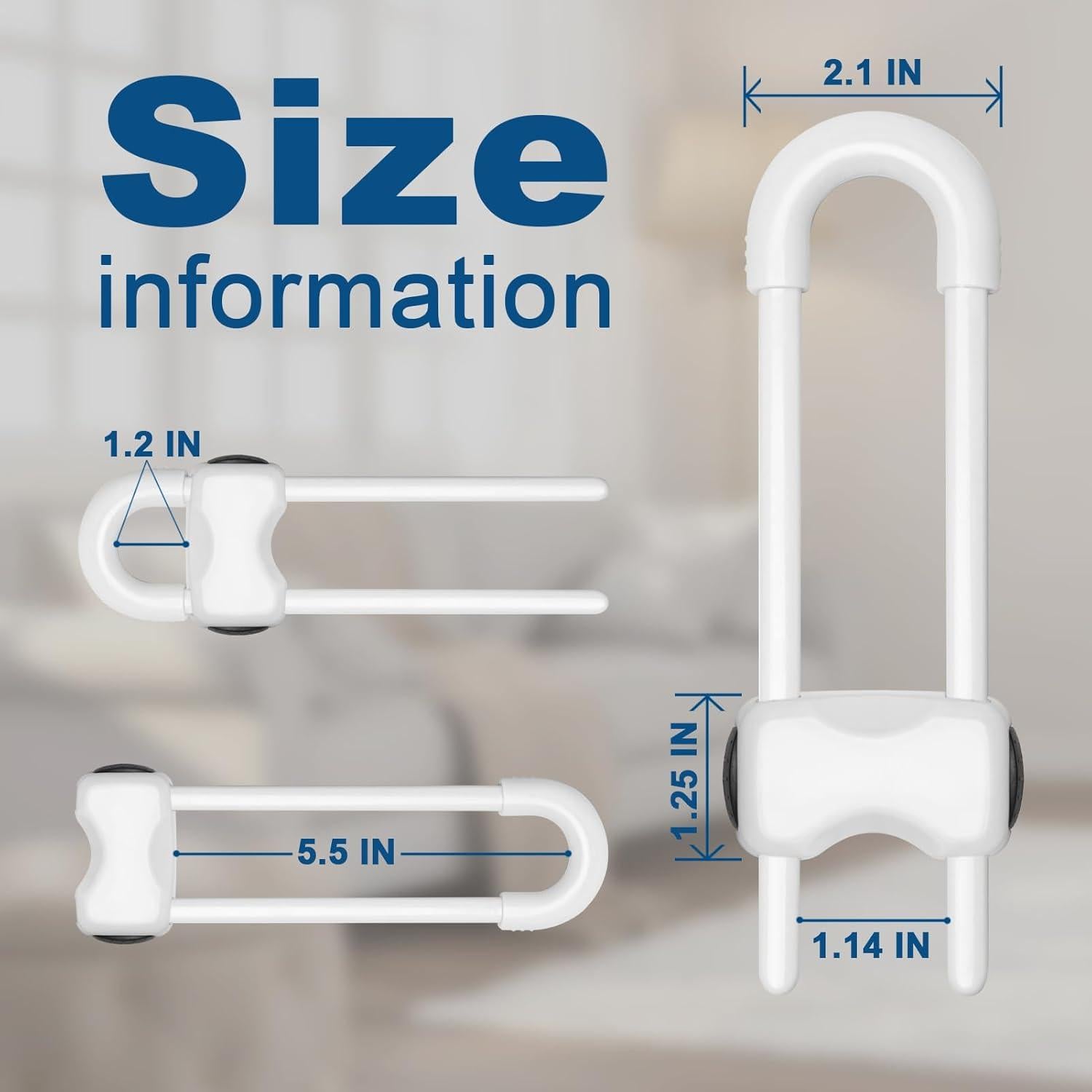 Cerraduras de Seguridad para Gabinetes LLOOC - Paquete de 4 Blancas