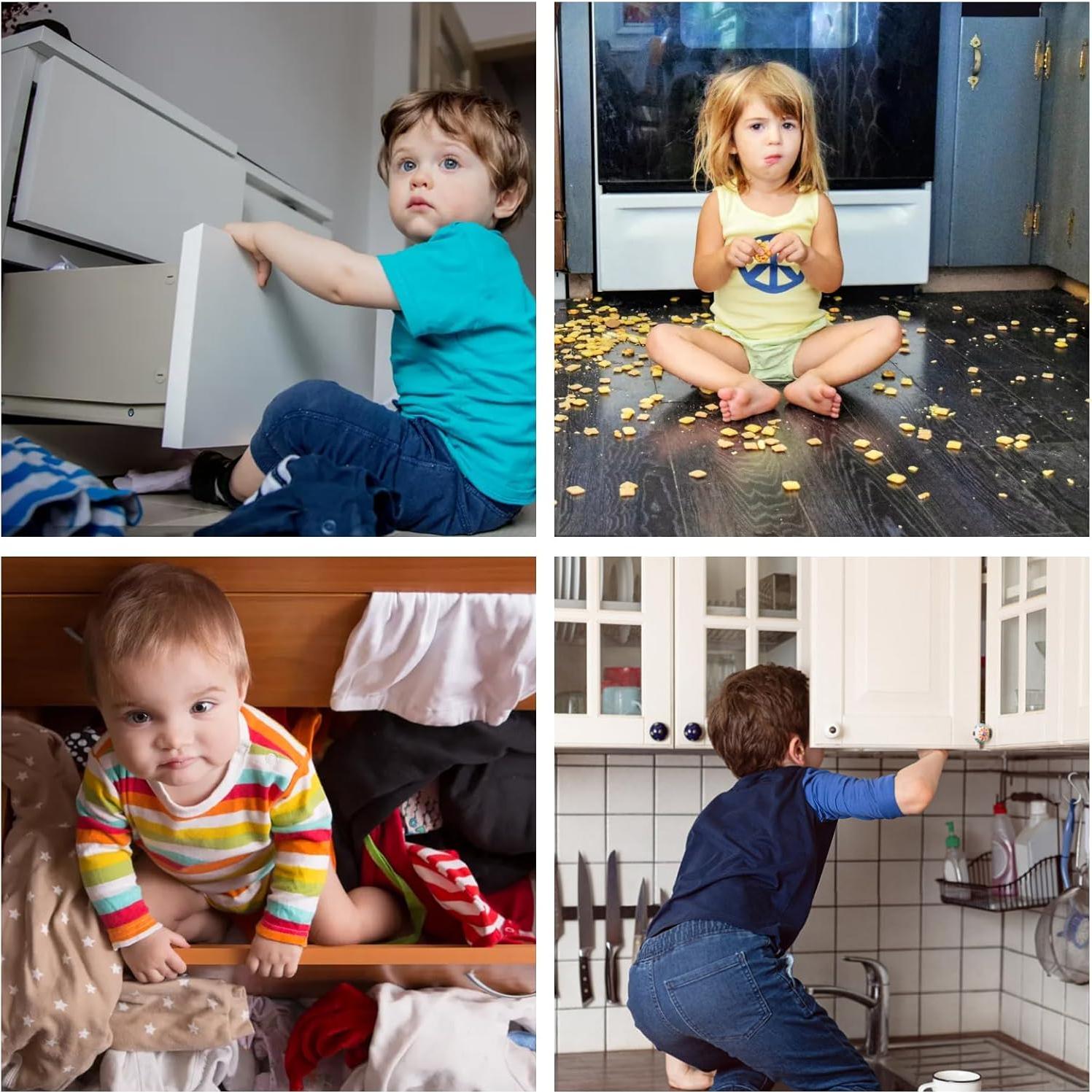 Cerraduras de Seguridad para Gabinetes LLOOC - Paquete de 4 Blancas