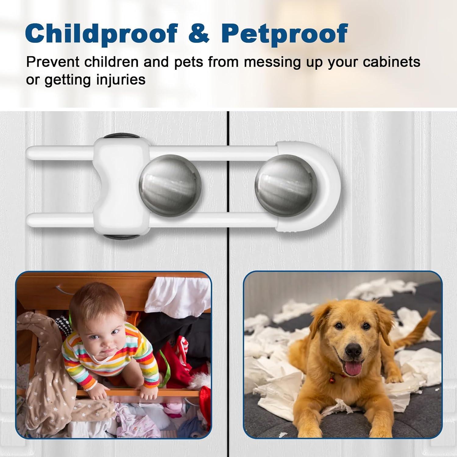 Cerraduras de Seguridad para Gabinetes LLOOC - Paquete de 4 Blancas