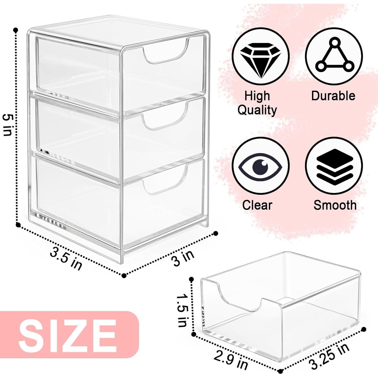 Organizador de Escritorio Vowcarol Mini Transparente con Cajón