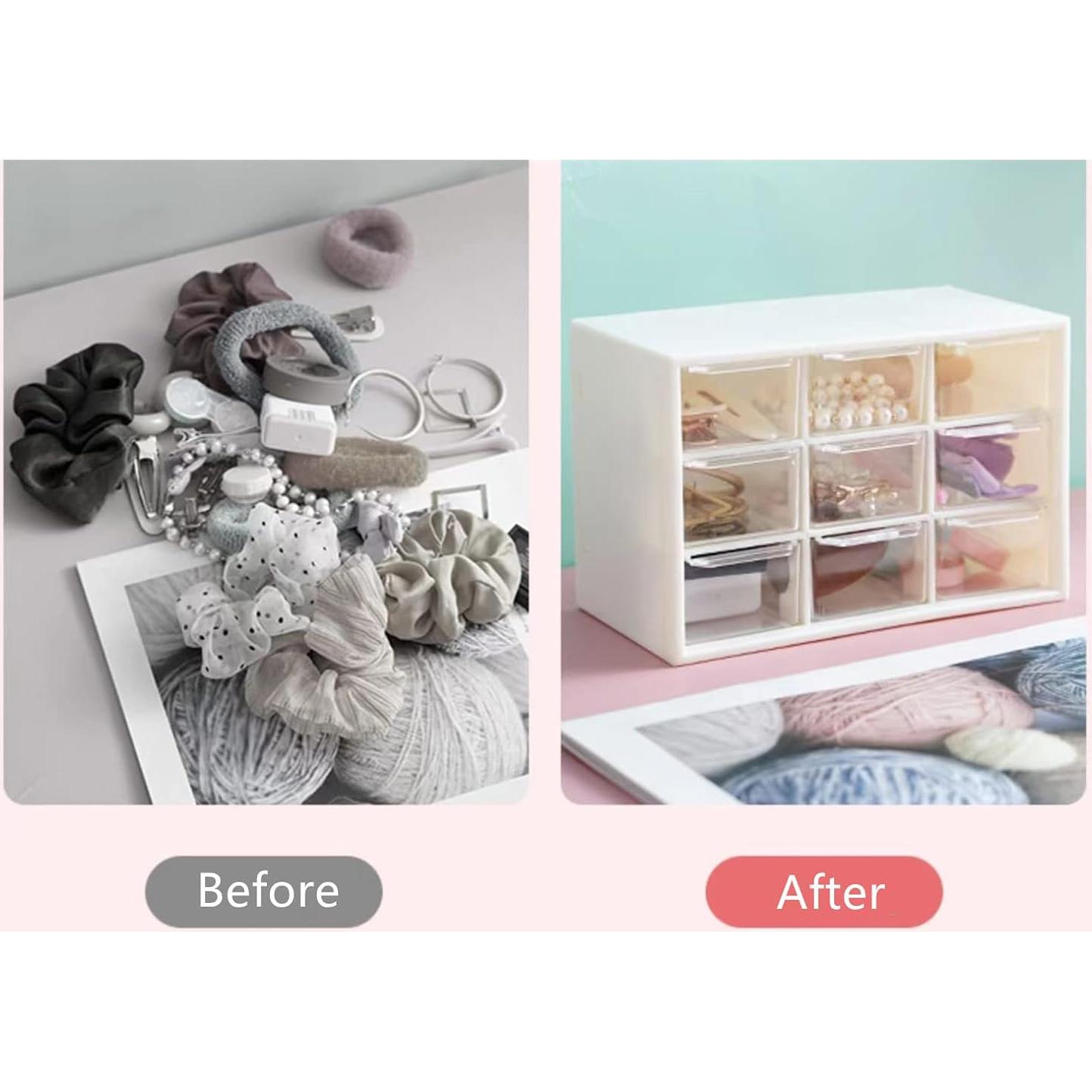 Organizador de Cajones Feadily 2PCS Blanco 9 Cajones 18x10x12cm