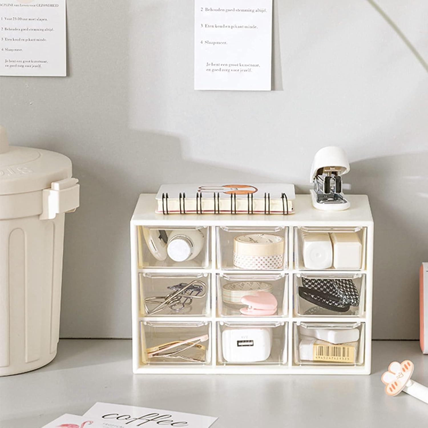 Organizador de Cajones Mini Hacaroa 9 Cajones Plástico Blanco